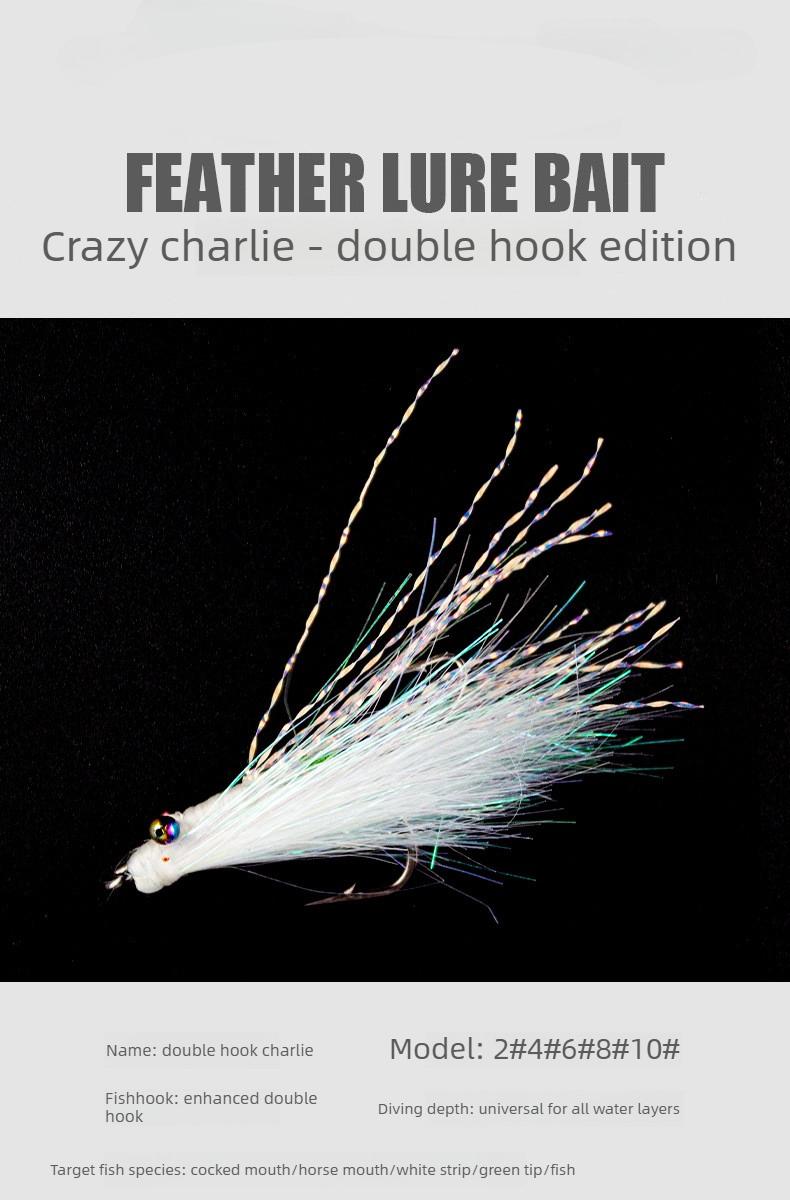 Micro Double Hook Ice Silk Crazy Charlie Fly Lure Casting Aid for Bass Perch Fishing