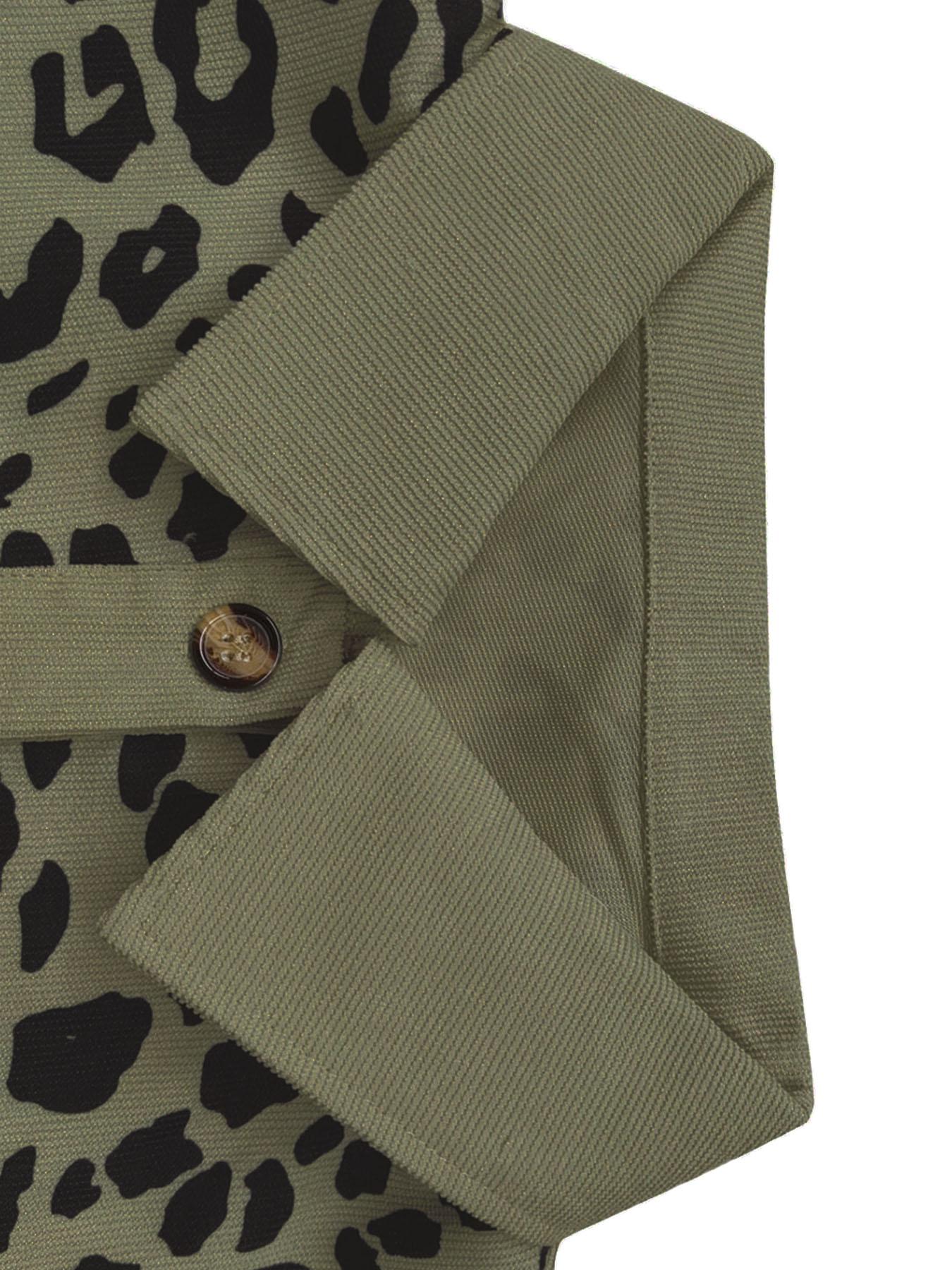 Women's Leopard Print Button Front Drop Shoulder Shirt Coat, Casual Long Sleeve Collared Pocket Blouse for Daily Wear, Ladies Clothes for All Seasons