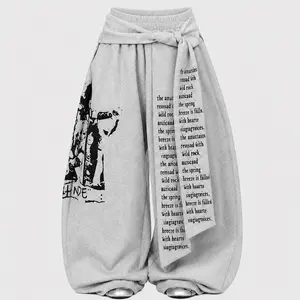 Women's Gothic Y2K Letter Print Wide-Leg Sweatpants – Harajuku 2000s Retro Streetwear, Oversized Baggy Pants, Vintage Casual Aesthetic, 4th of July Festival Trend, TikTok Summer Fashion
