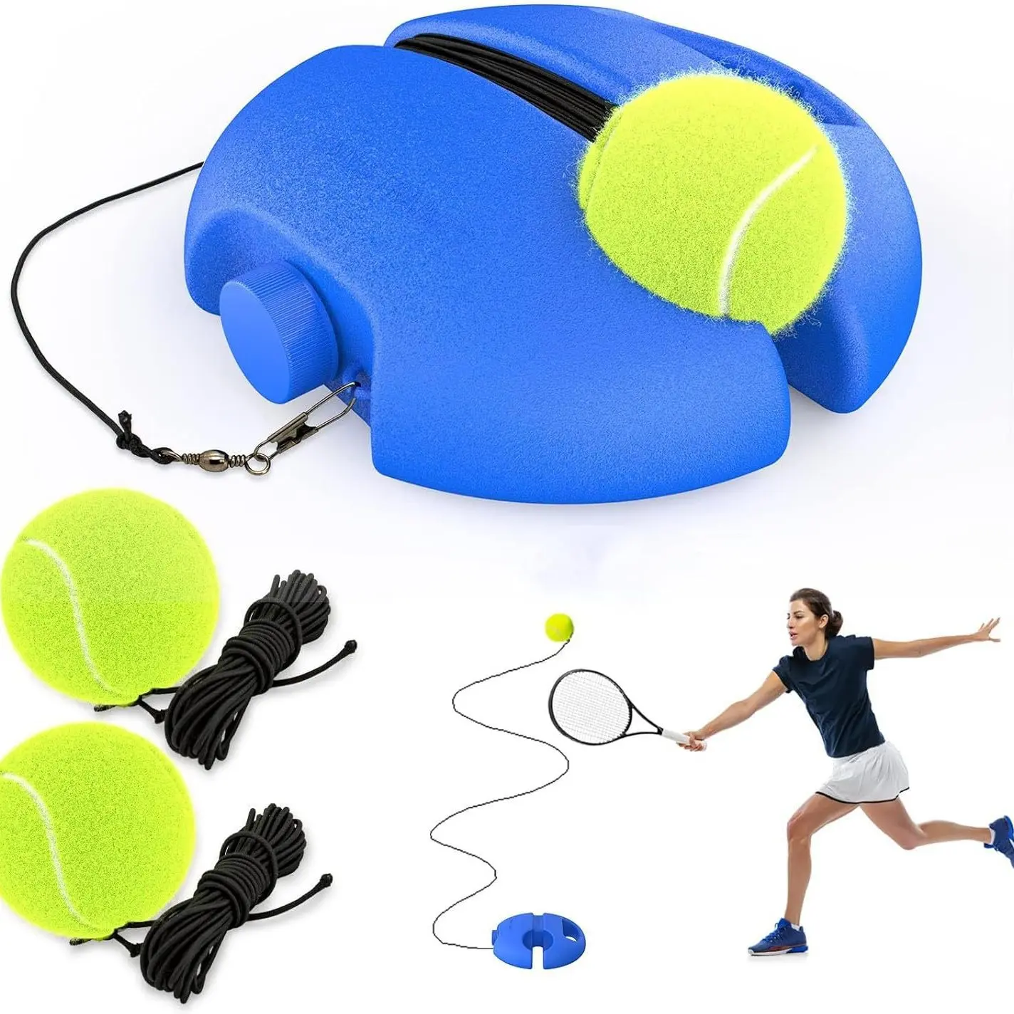Tennis- Trainer Set 2pcs Tennis Bouncing Balls Tennis Ball Portable Innovative Ball Game for Outdoors in The Garden, in The Park for Children & Adults