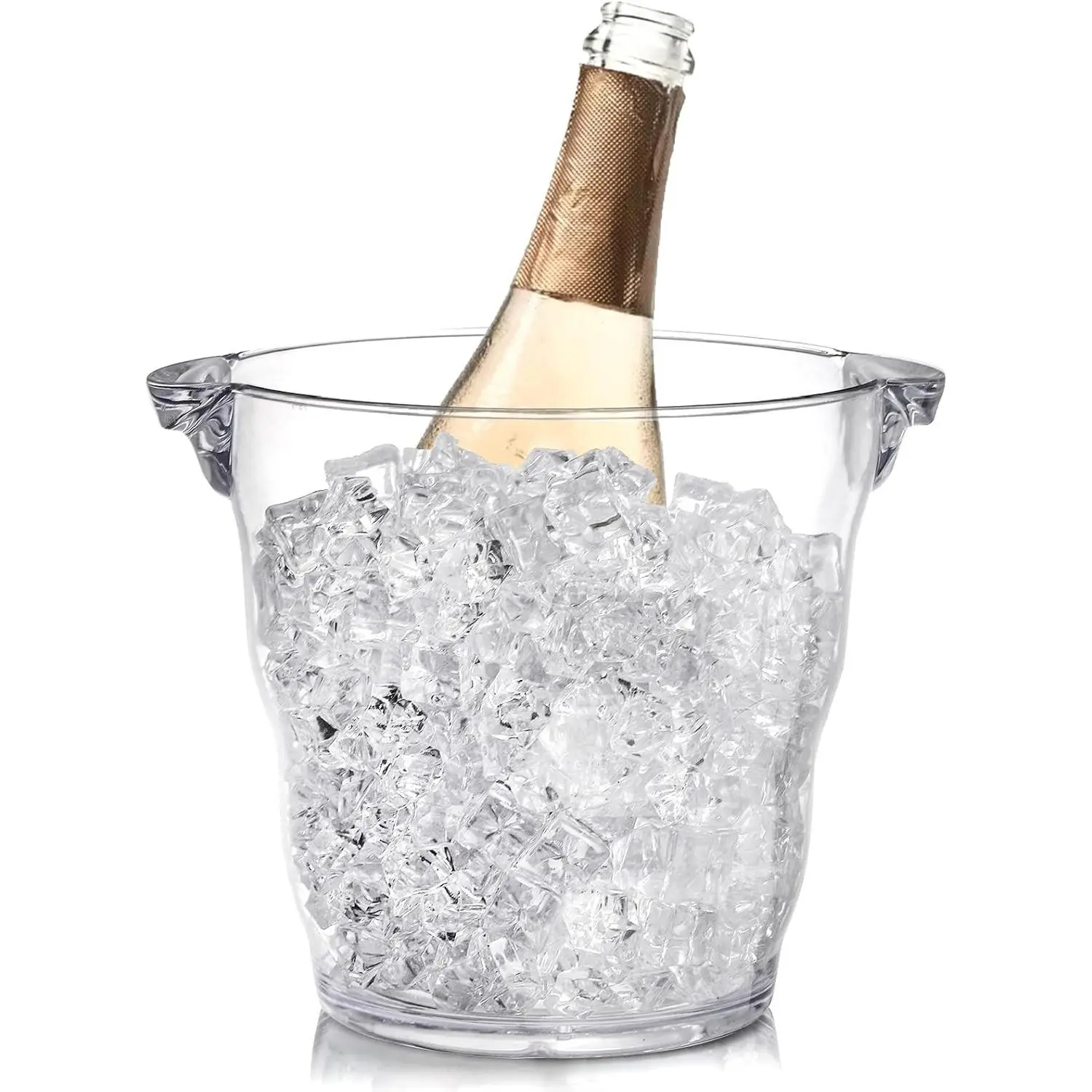 4 Liter Plastic Champagne Bucket Chiller, Thick Clear Beverage Tubs with Handle, Thick Wine Cooler Bucket for Bar, Home, Parties, for Wine or Champagne Bottles