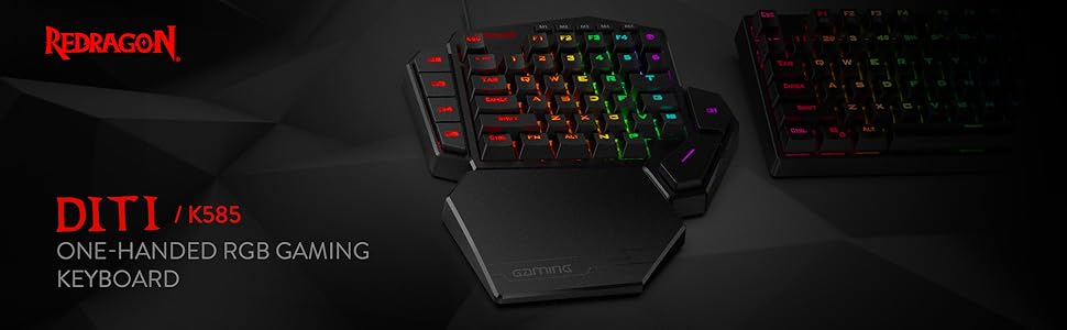 Redragon K585 DITI One-Handed RGB Mechanical Gaming Keyboard, 42 Keys Type-C Professional Gaming Keypad w/Upgraded Hot-Swappable Socket, 7 Onboard Macro Keys & Detachable Wrist Rest
