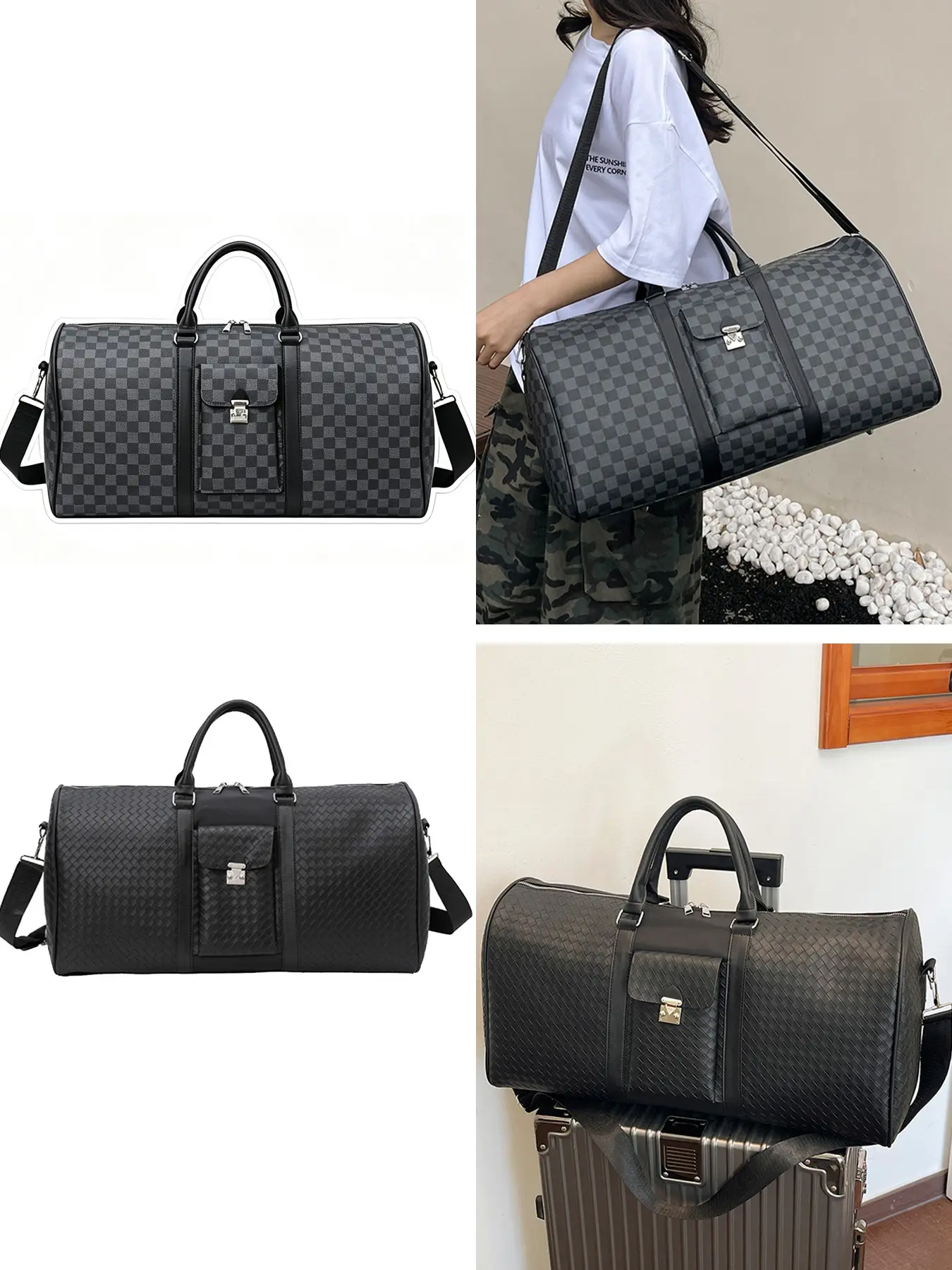 Travel Duffel Bag for Men and Women, Fashionable All-Season PU Material, Large Capacity Lightweight Weekender, Ideal for Students and Travelers, Travel Duffle Bag