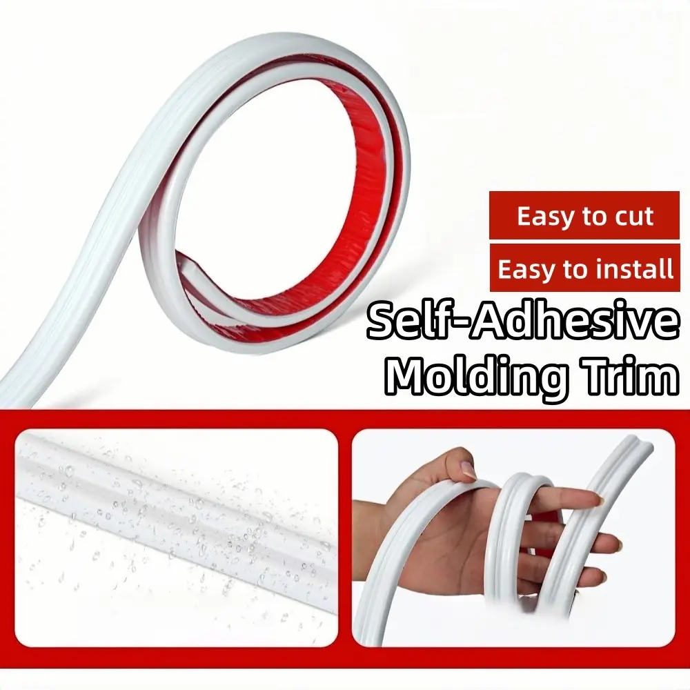 1m/39.37inch Self-Adhesive PVC Interior Moulding Wall Molding Trim, Peel and Stick Decorative Strip, Easy Install for Walls, Cabinets & Ceiling Frames, Accent Wall Trim