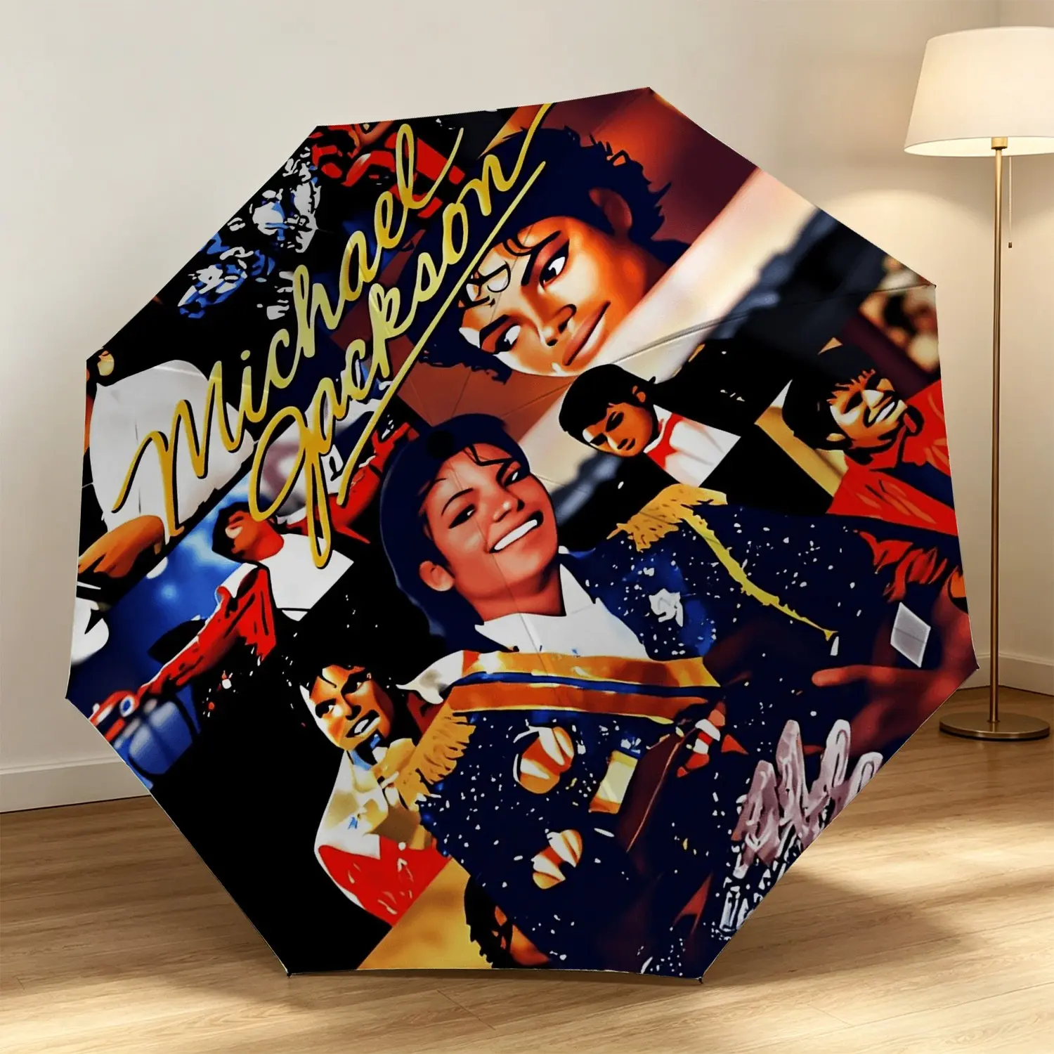 Michael Jackson Rain Umbrella Art Theme, Five-Fold Design, Durable Eight Rib Canopy, Lightweight Portable, Ideal for Travel and Gifts