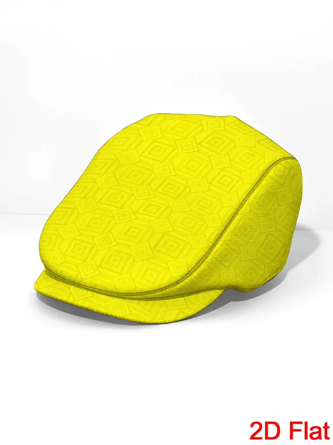 1pc 2D Flat Yellow Geometric Pattern Forward Cap Flat-top Hat Ivy Cap Adjustable Flat Cap with Vibrant Design Perfect for All-Day Use Durable Headwear for Summer for Family Friend