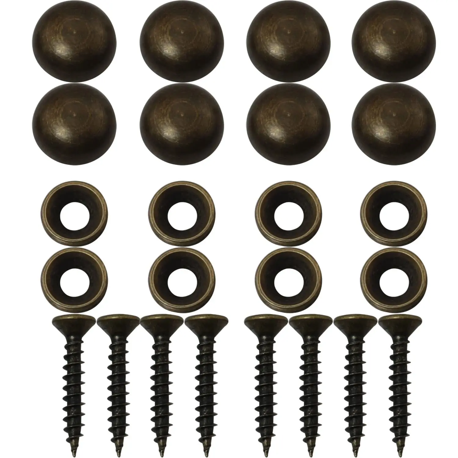 8 count Pure Brass Decorative Screws with Caps  as Mirror Screw Mirror Fixing Screws Cover Self-Tapping Screws (15mm, Bronze)