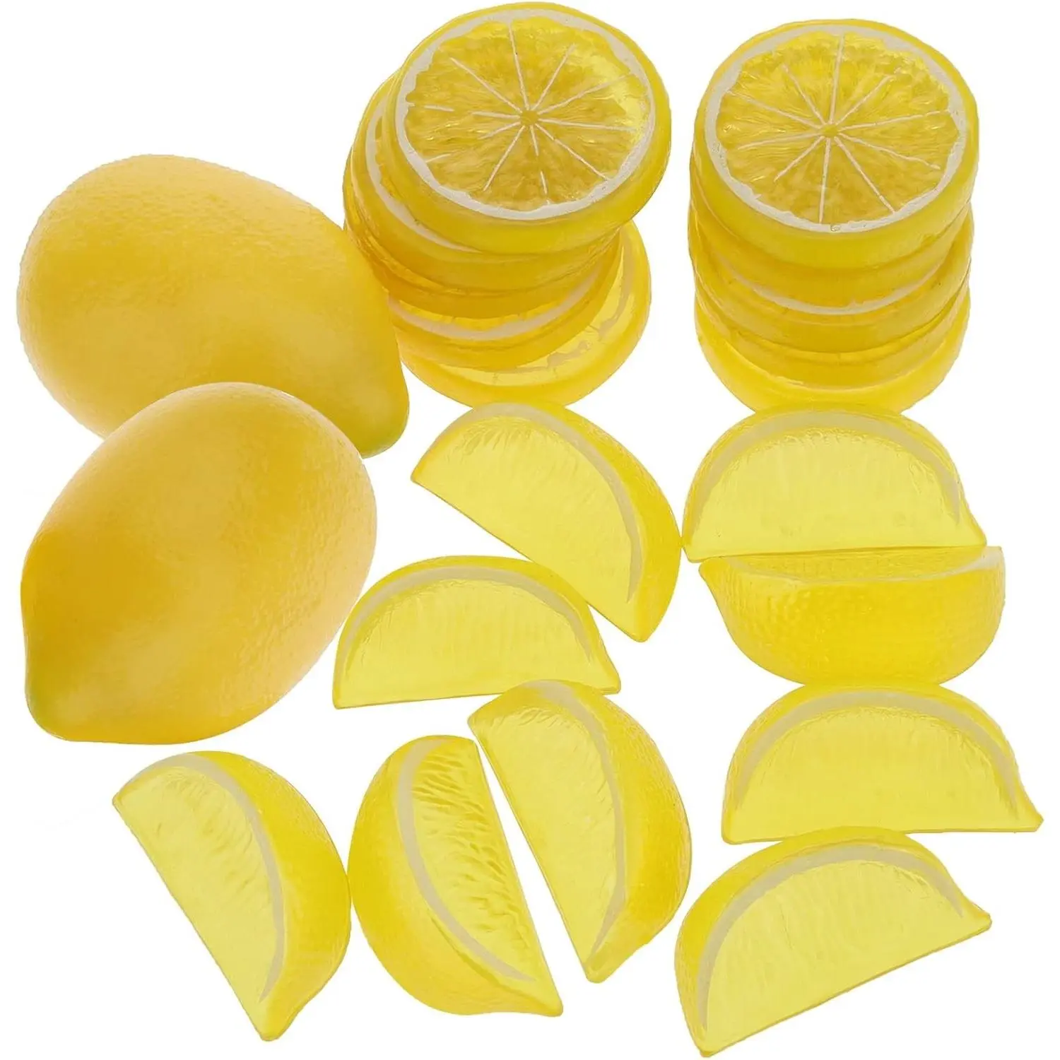 20 Pack Simulation Lemon & Slices Decor Fake Fruit Model, Artificial Plastic Lemon Set, for Wedding Party Home Birthday DIY Adornment, Bowl Vase Filler Table Centerpiece, Photography Props