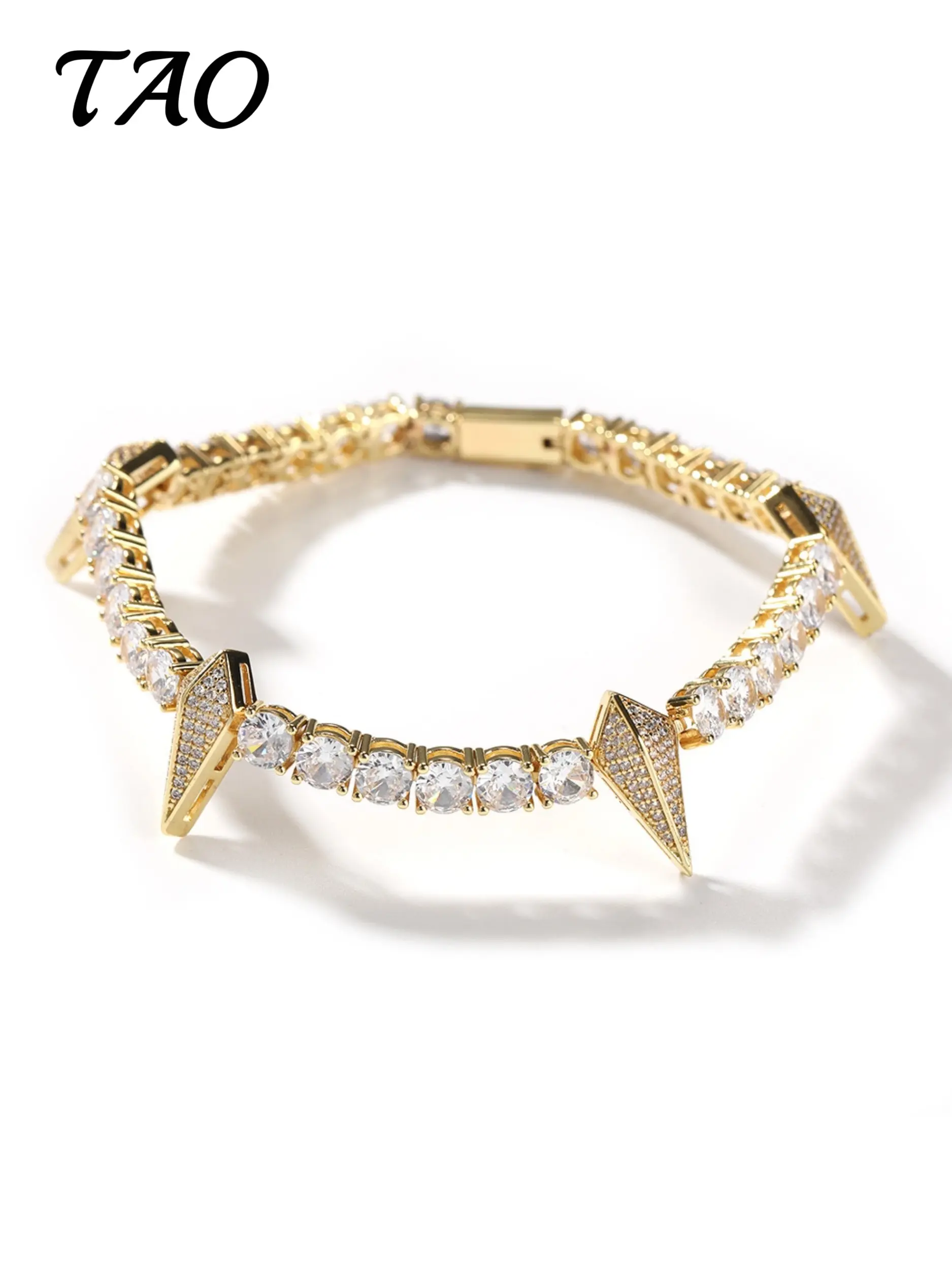 TAO-Creative Rhombus Panther Copper Metal Bracelet, Multicolor Luxury Zircon, Hip Hop Style, Unisex, Perfect Gift for Birthday and Anniversary