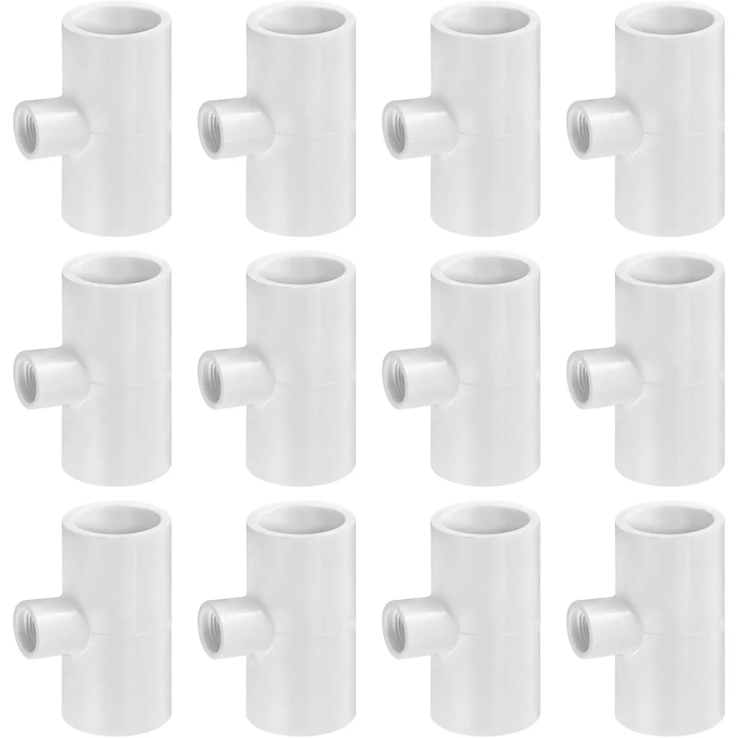 12 Pack PVC Tee Fittings for Automatic Chicken Waterer, Threaded Connectors Fit Poultry Nipples Cups Feeders