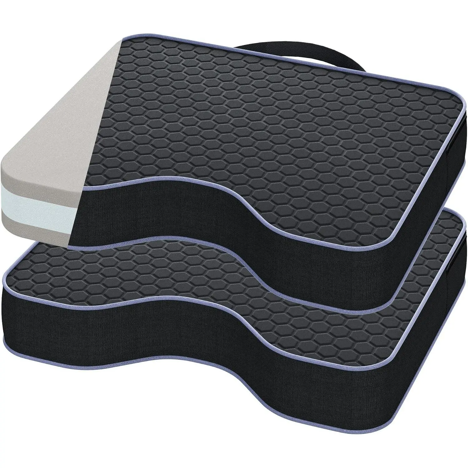 2-Pack Stadium Bleacher Seat Pads - 3.15" Extra Thick Portable Memory Foam Cushions with Massage Dots, Waterproof Zipper-Equipped Pads for Sporting Events, Camping, Outdoor
