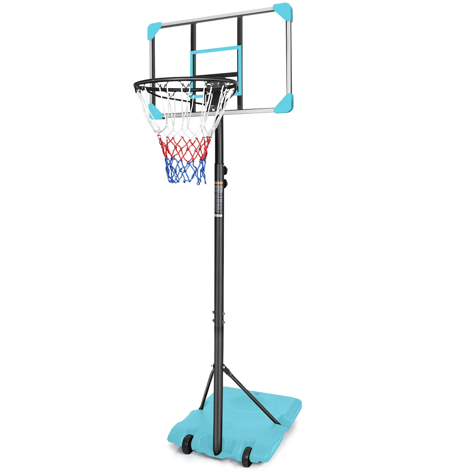 Nokaa Portable Pool Basketball Hoop Height Adjustable 57-70 Inch with Wheels, Rust-Proof Coating, LED Lighted Rim, 2 Basketballs and Pump for Poolside, Garage, Indoor & Outdoor Court