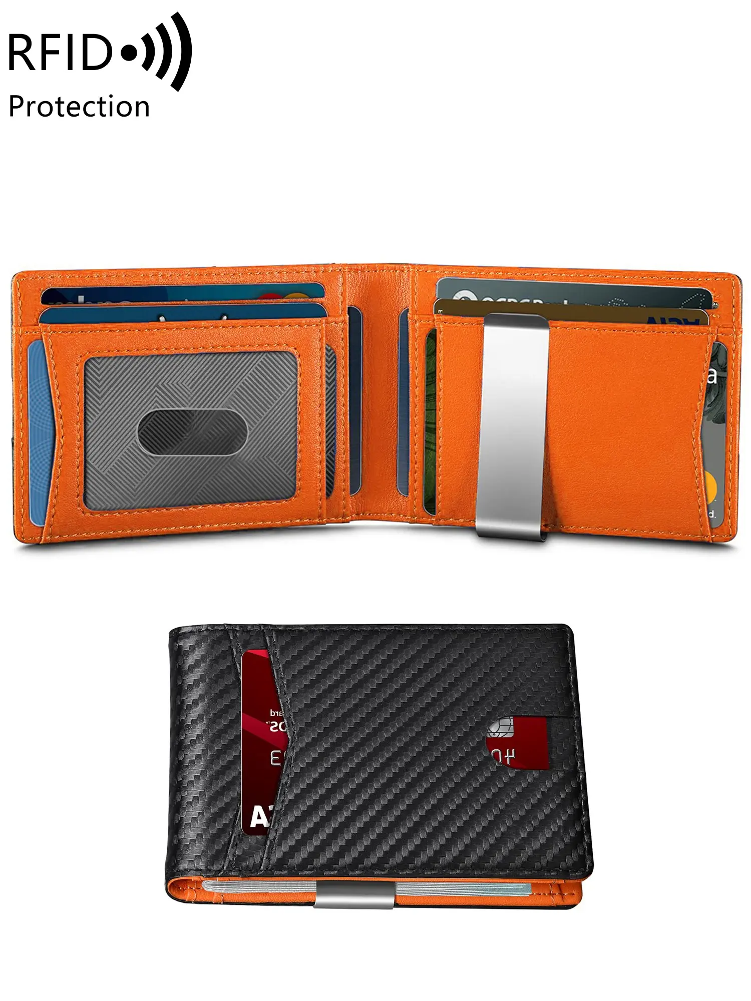 Men's Double Fold Wallet, Bifold RFID Shielding Function, Rfid Shielded Wallet, Minimalist Credit Card Clip, Compact Ultra-Fine Fiber Wallet, Durable Design, Suitable For Travel And Daily Use, Holiday Gift, Father's Day Gift