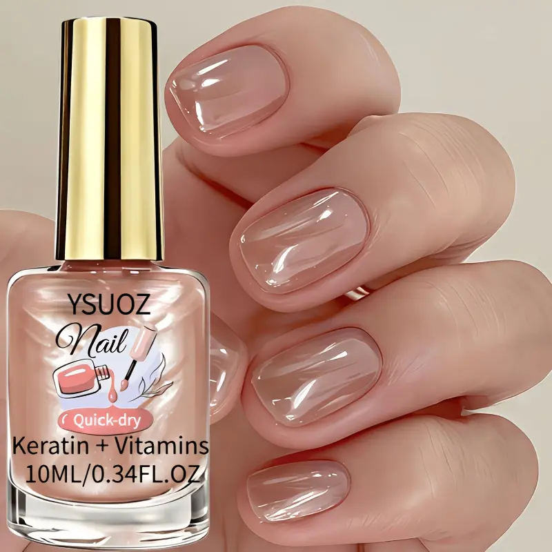 High-Shine Pearl Nude Nail Hardener- 0.34 Oz Crystal Pearl Nude Nail Polish, a Natural Quick-Dry Formula That Requires No Curing, Applies Smoothly, Strengthens Nails, Enhances Shine, Provides a Pearl Effect, And Has a Long-Lasting Formula