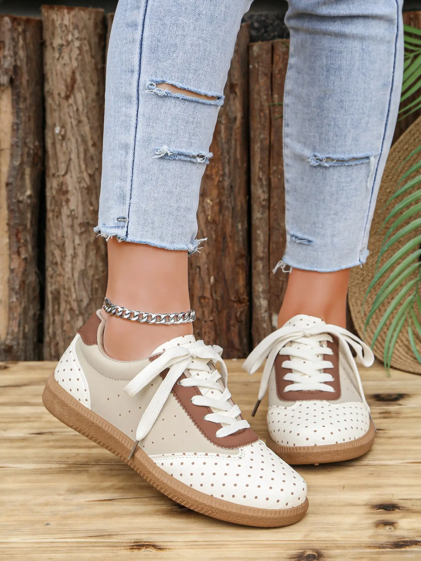 Women's Fashion Lace-Up Contrast Strap German Style Sneakers, Low Top Training Shoes, Casual Breathable Comfort Sports Shoes, Versatile Daily Wear, Fashionable Casual Sneakers, Casual Use Sneaker