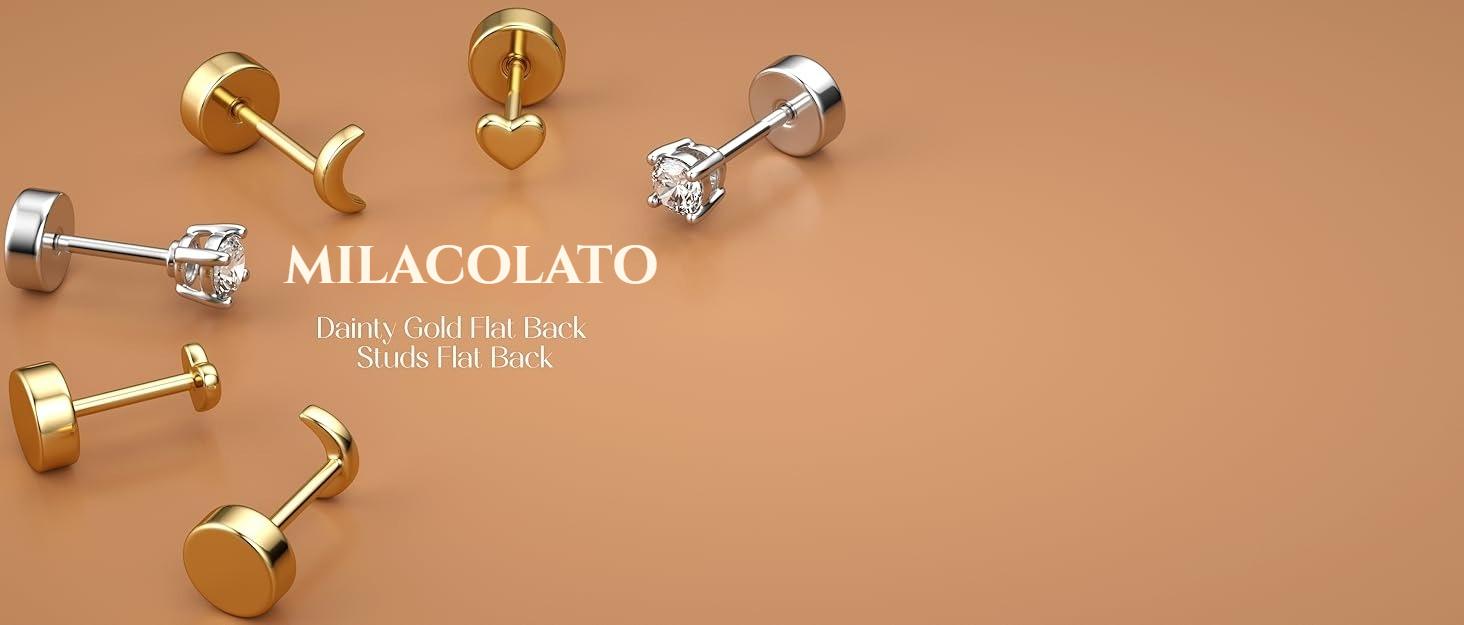 MILACOLATO G23 Titanium Threadless Flat Back Earrings-Hypoallergenic 6A Cubic Zirconia Earrings Studs for Men-Trendy 20G Flatback Push Pin Cartilage Earring for Helix Tragus Piercing MILACOLATO G23 Titanium Threadless Flat Back Earrings-Hypoallergenic 6A Cubic Zirconia Earrings Studs for Men-Trendy 20G Flatback Push Pin Cartilage Earring for Helix Tragus Piercing