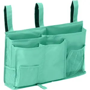 Bunk Bed Organizer - Bedside Storage Caddy with Pocket, Hanging Organizer for Camp, Dorm, Room, Hospital Bed Rail and More (Light Blue)