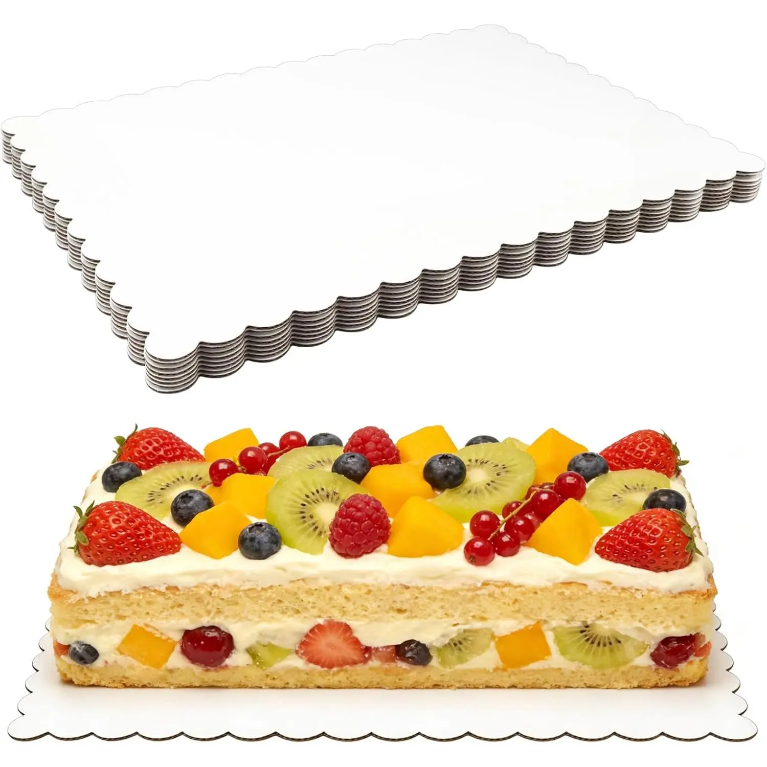 8 Pack 14 x 10 Inch Greaseproof Rectangle Cake Boards,White