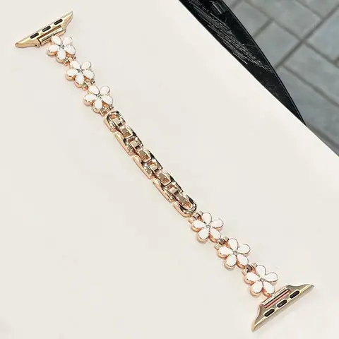 Flower Design Metal Watch Band, Fashionable Smartwatch Strap for Women, Stylish Smartwatch Accessories, Compatible with Apple Watch Series, Watch Accessory and Gift for Women and Men, Smartwatch Replacement Straps, Wearable Accessories (Band Only)