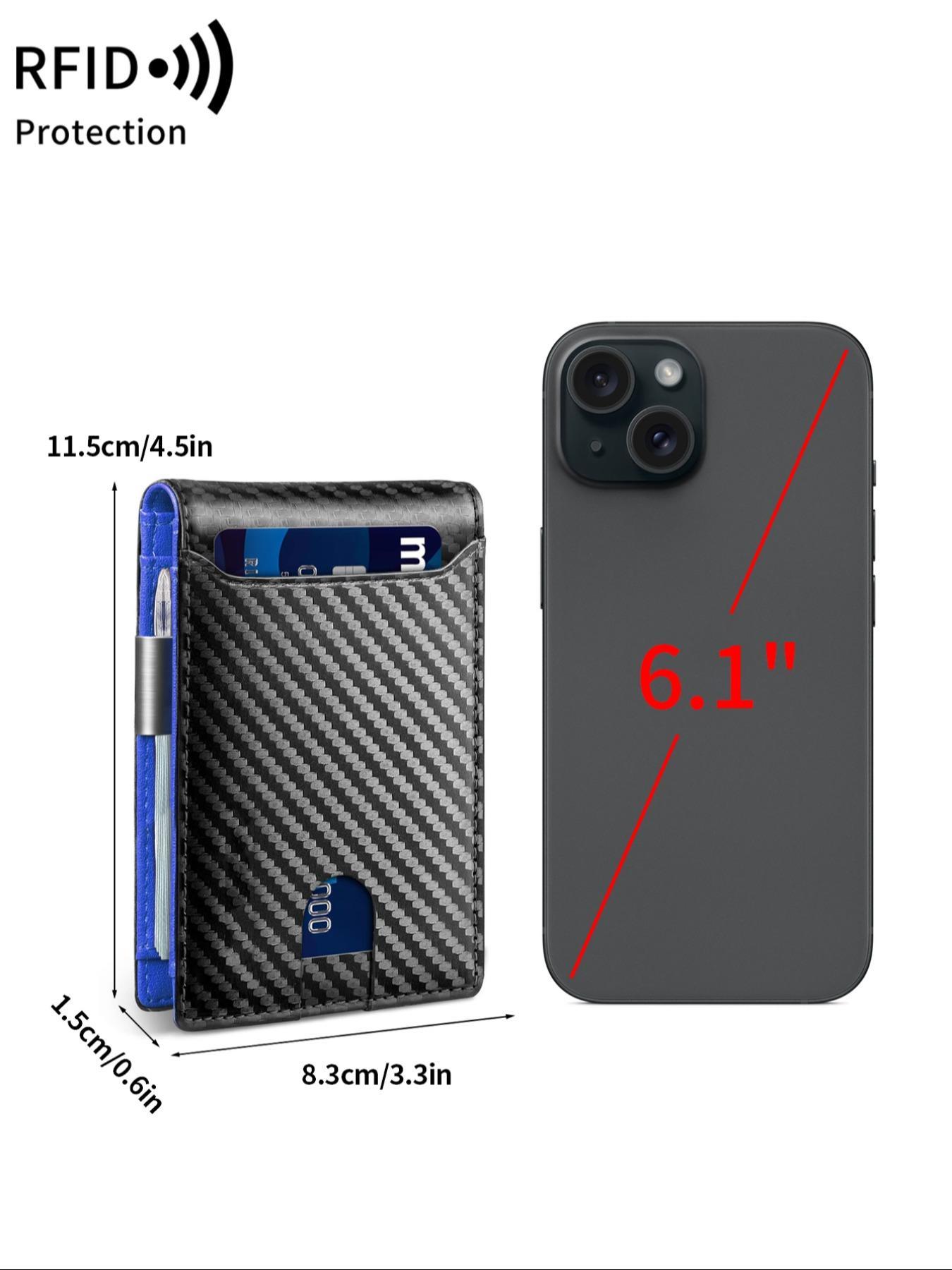 Men's Carbon Fiber Pattern with Card Slots, Slim Wallet with RFID Blocking, Thin Design for Easy Carry and Security, RFID Blocking Wallets