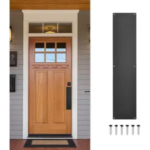 1 Pc Push Door Plate 3.3 x 15 Inches 1.5mm Thick Aluminum Push Kick Plate with 6 Screws for Interior Exterior Black Door
