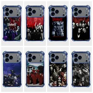 Slipknot Western Band Dark Heavy Metal Hardcore Style INS Simple Line Drawing Glossy Shockproof Phone Case for iPhone 11-17 Pro Max Plus - Accessories for Smartphone, Handheld, Cellphone Devices, Fan Gift