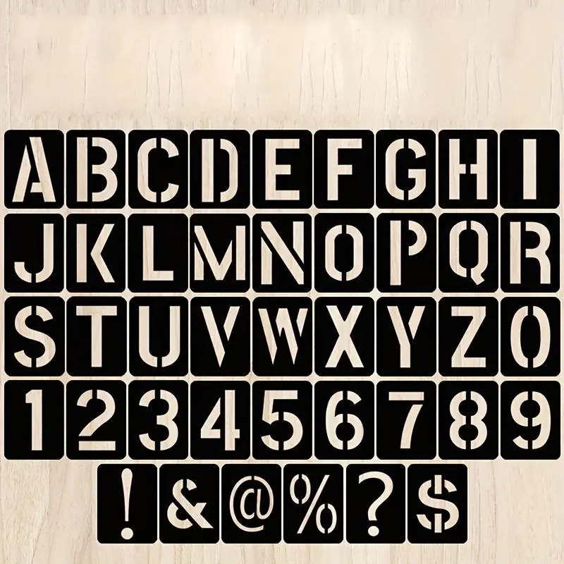 42pcs Reusable Alphabet Letter Number Symbol Craft Stencil Kit for Painting, Interlocking Hollow Stamping Embossing Template for Wood, Wall, Fabric, Rock, Chalkboard, Sign, DIY Art Projects
