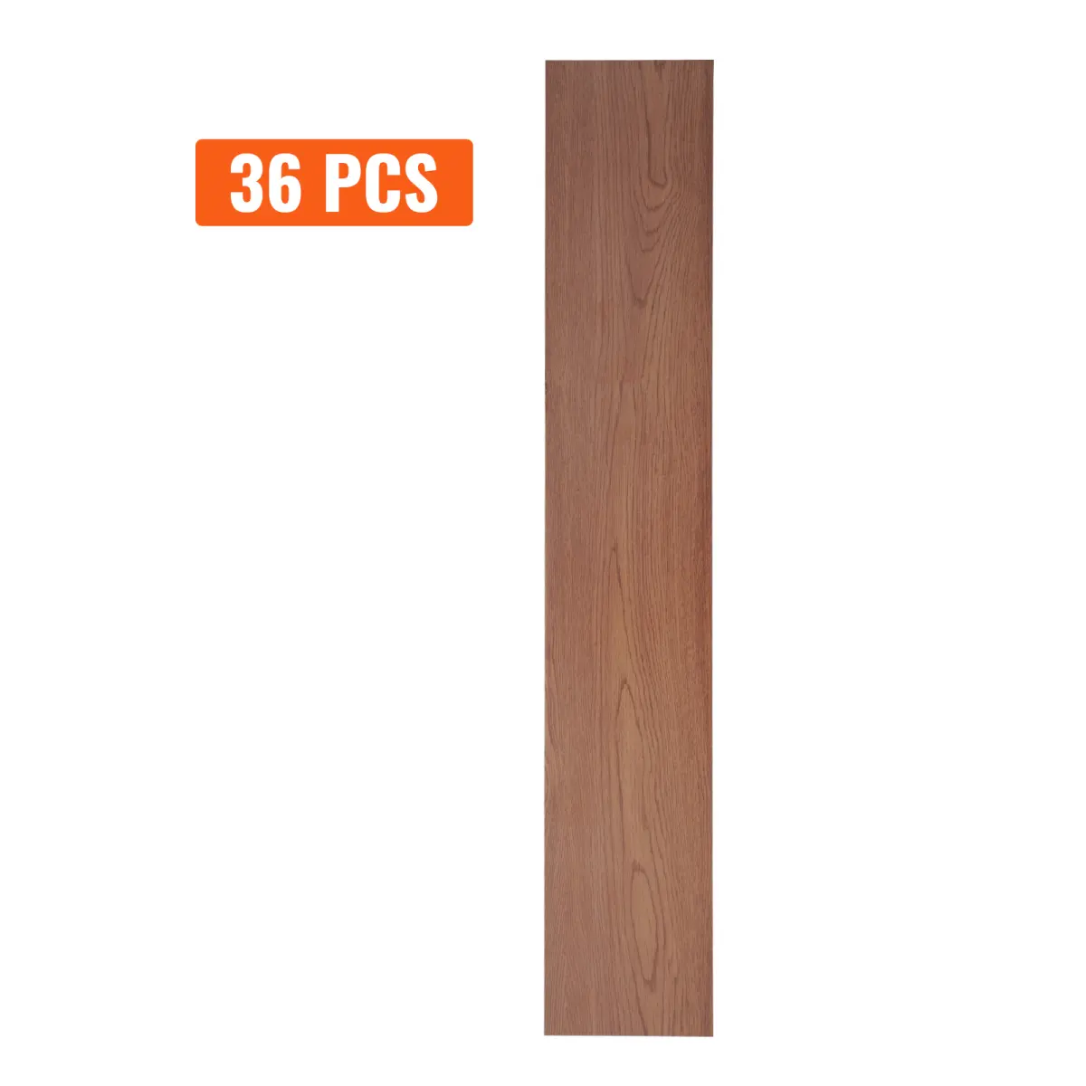 Self Adhesive Vinyl Floor Tiles - 36x6 in, 36 Tiles, 2.5mm Thick Peel & Stick Deep Brown Wood Grain DIY Flooring for Home Kitchen, Bathrooms, Easy-Install Home Improvement Building Supplies