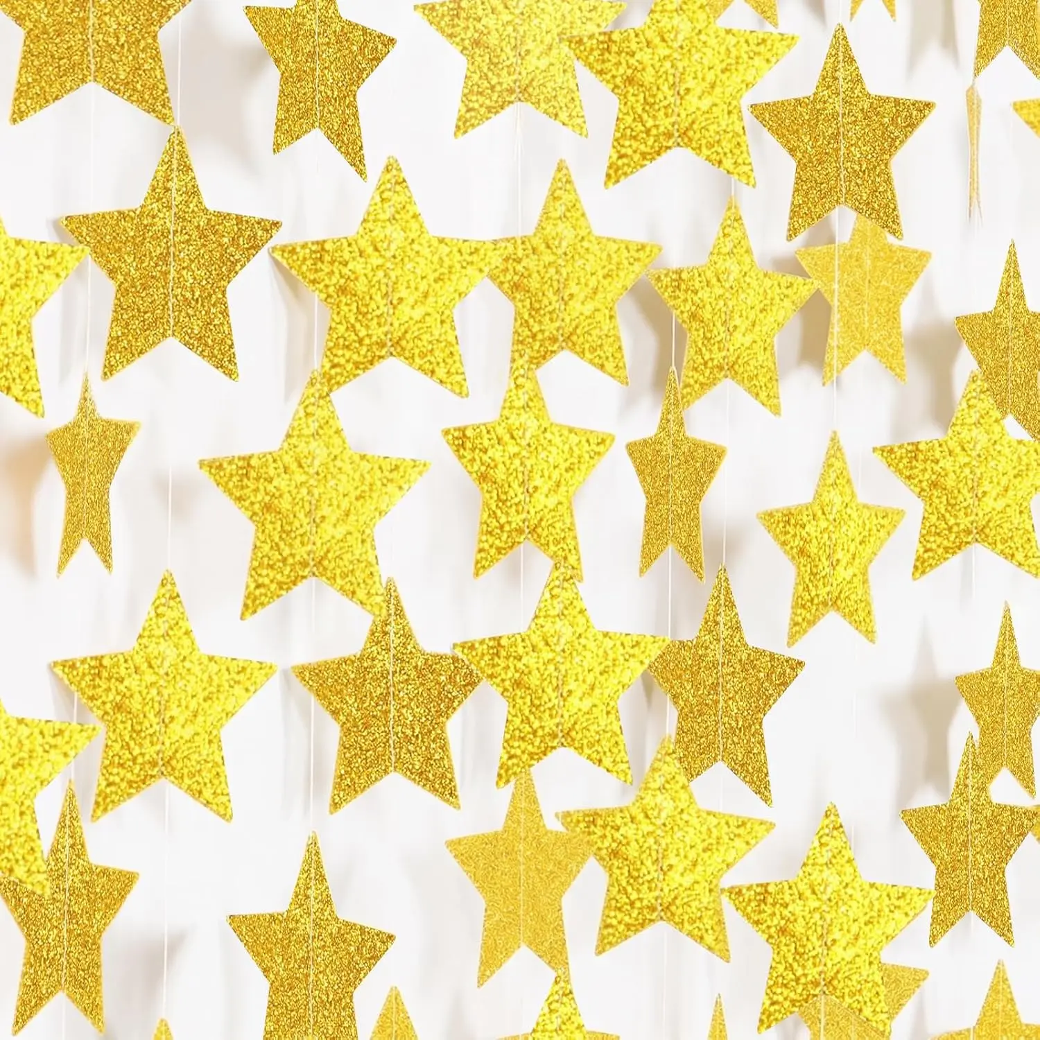 Glitter  Garland Banner Streamers - 2.76 Inch 52 FT 4 Strands Paper - Golden Garland for Graduation Birthday  Shower Christmas Party Decorations