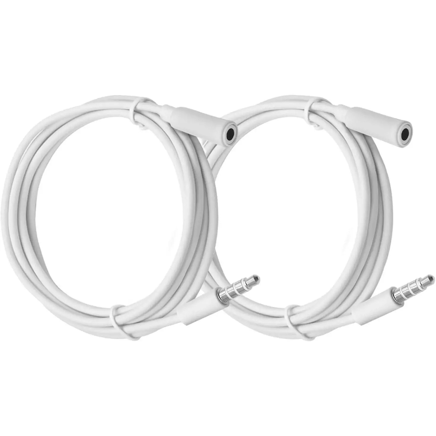 OLIREXD 2Pcs 3.5mm Headphone Extension Cable, 4 Pole Male to Female Headphone Jack Extender, 3ft Audio Extension Cable, White Headphone Extender Cable Compatible with PC, Tablet