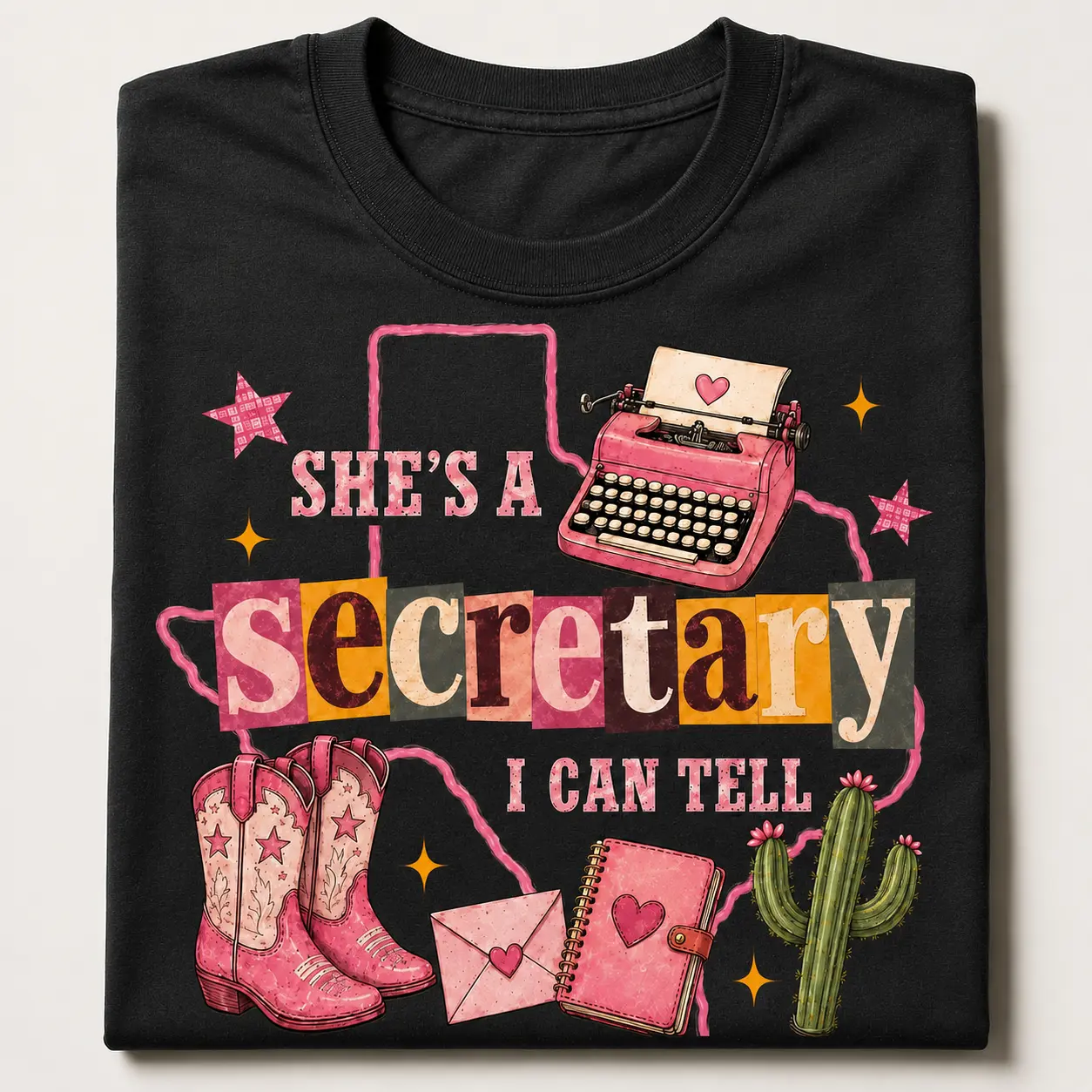 Custom State Secretary Shirt, Personalized Admin Assistant Tee, Preppy Western Office Worker Gift, Coquette Cowgirl Top, She's A Secretary