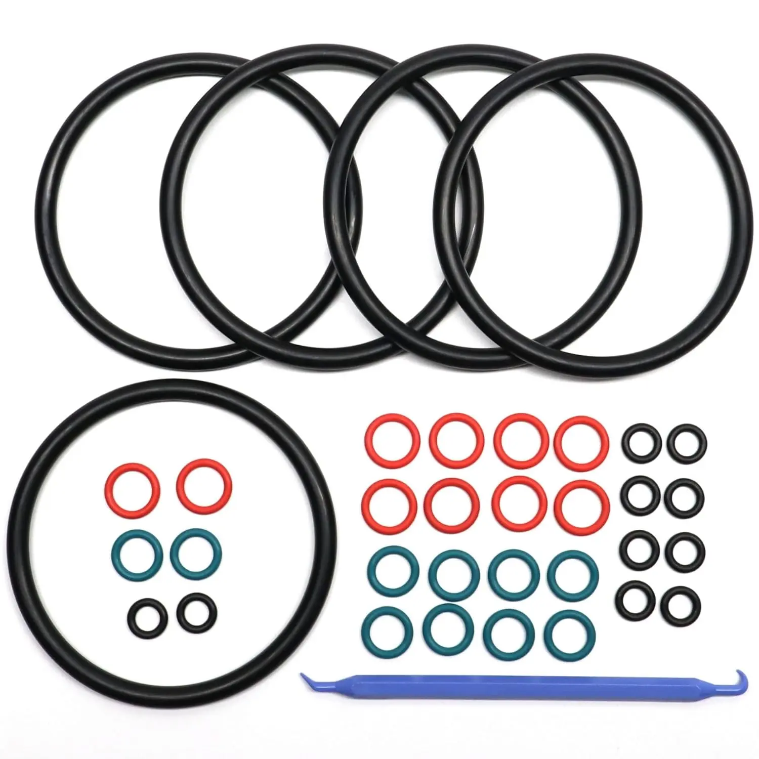 (5 Sets, 36 Piece) Color Coded Gasket Set for Cornelius Home Brew Keg [w/o-Ring Pick] - Universal Kit with Orings for Ball Lock and Pin Lock Style Kegs