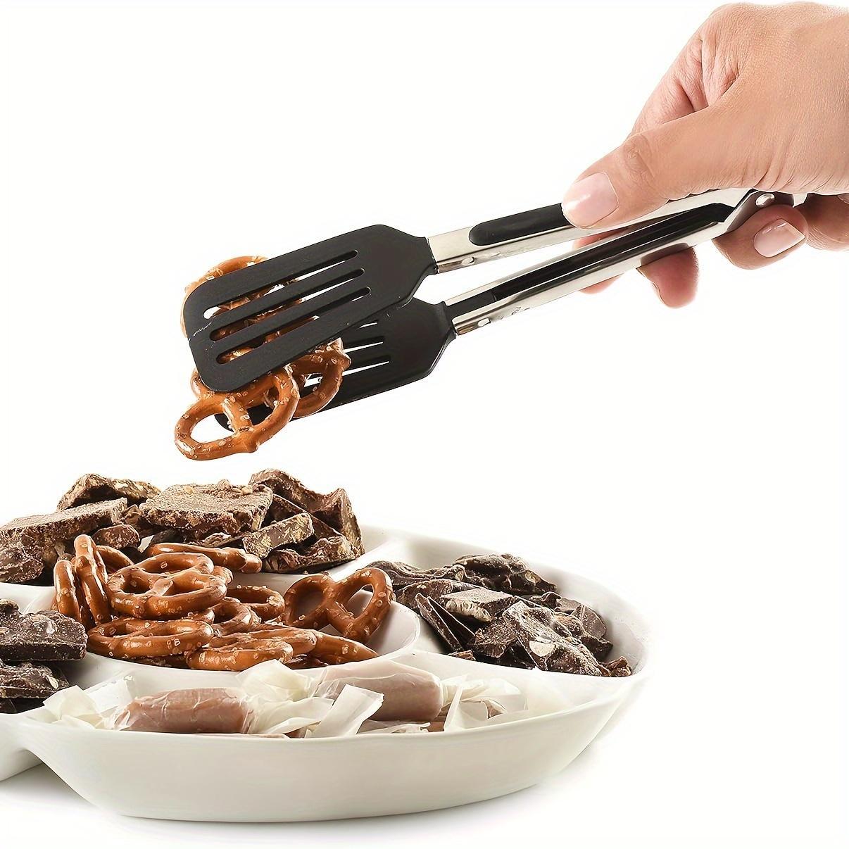 Stainless Steel Kitchen Tongs - Heavy Duty Cooking Tongs for BBQ, Grilling | Non-Slip Ergonomic Handle, Dishwasher Safe Utensils for Salad, Pasta, Hot Food Stainless Steel Food Tongs, Bread Serving Tongs