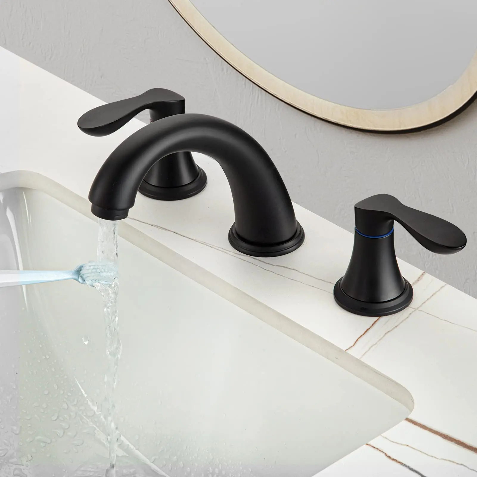 GARVEEBathroom Sink Faucet, Faucet for Bathroom Sink, Widespread ORB Bathroom Faucet 3 Hole with Stainless Steel Pop Up Drain and cUPC Lead-Free Hose-(Oil Rubbed Bronze)