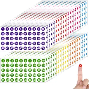 4200 count 1 to 50 Number Stickers, 84 Sheets Consecutive Colored Round Labels, 0.4" Self-Adhesive Small  Numbered Stickers for Indoor Outdoor, Inventory Storage Organizing Boxes DIY (7 Colors)