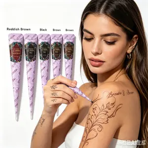 6pcs organic plant henna tattoo cones, safe natural ingredients, waterproof & long-lasting. Unisex temporary body art set, perfect for daily styling and party creative painting, Henna Designs
