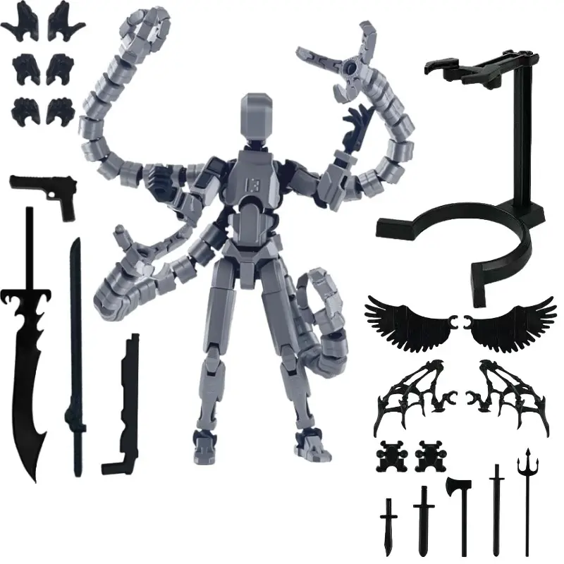 Complete Titan 13 Game Set, 3D Printed Hinged Figure with Wings, Stand, and Accessories, Perfect Gift for Robot Lovers, Birthday or Christmas