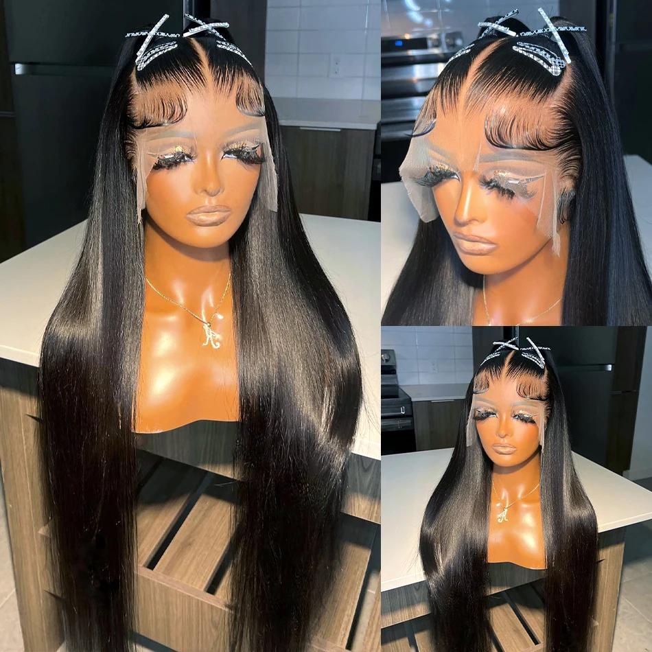 Bling Hair 180 Density 13x6 HD Transparent Straight Lace Frontal Wigs Human Hair 32 34 Inch 13x4 Lace Front Wig PrePlucked For Women