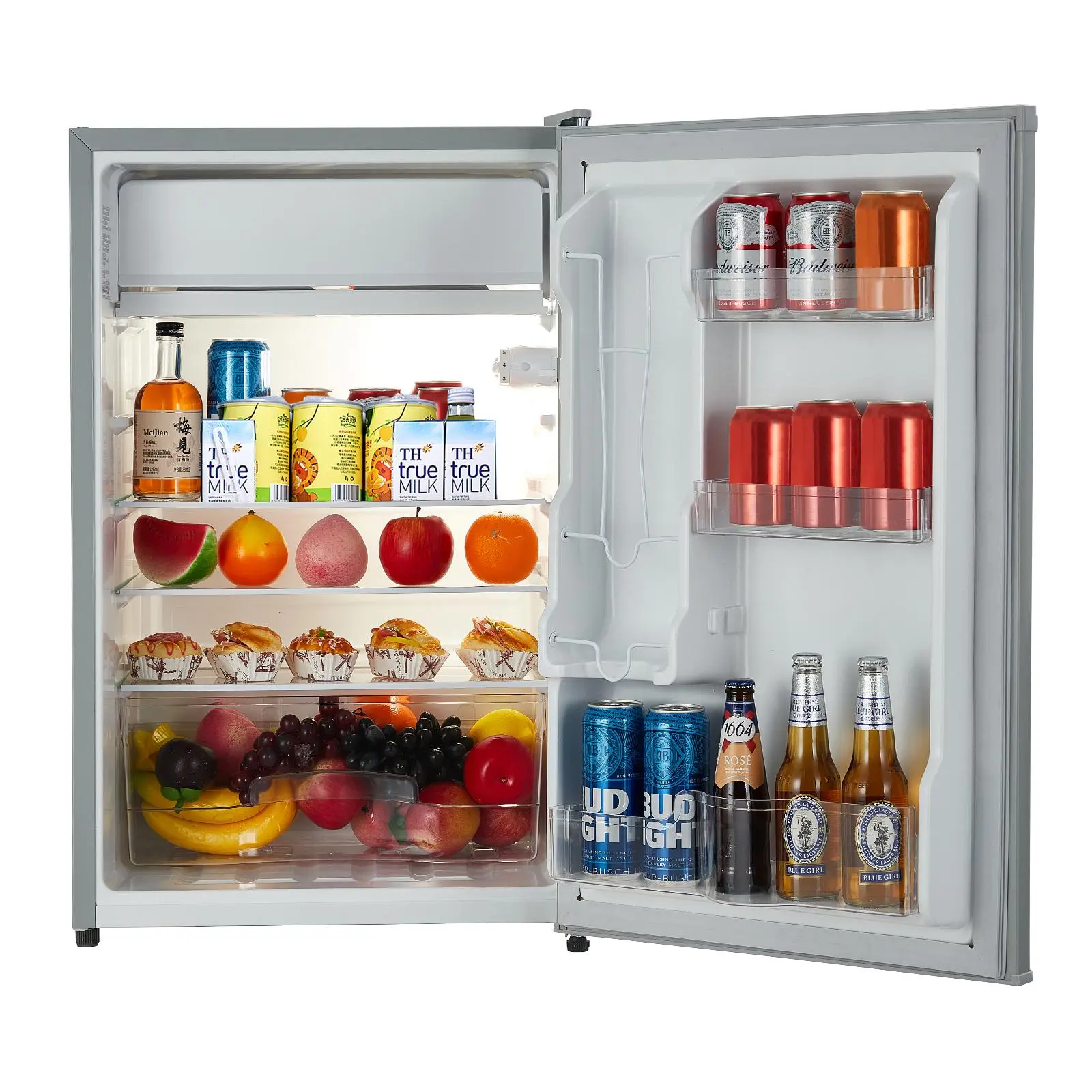 4.3 Cu.Ft Mini Fridge with Freezer Compact Refrigerator 132L Small Refrigerator 3 Removable Glass Shelves Drink Fridge for College Dorm Room Office Bedroom Apartment Studio RV Garage 7-Level Adjustable Thermostat Eco Energy Saving Quiet