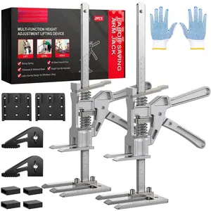 Labor Saving Arm Jack 2 Pack, 10" Height-Adjustable All-Metal Hand Lifting Jack Tool  Furniture, Door, Window, Cabinet and Drywall Installation