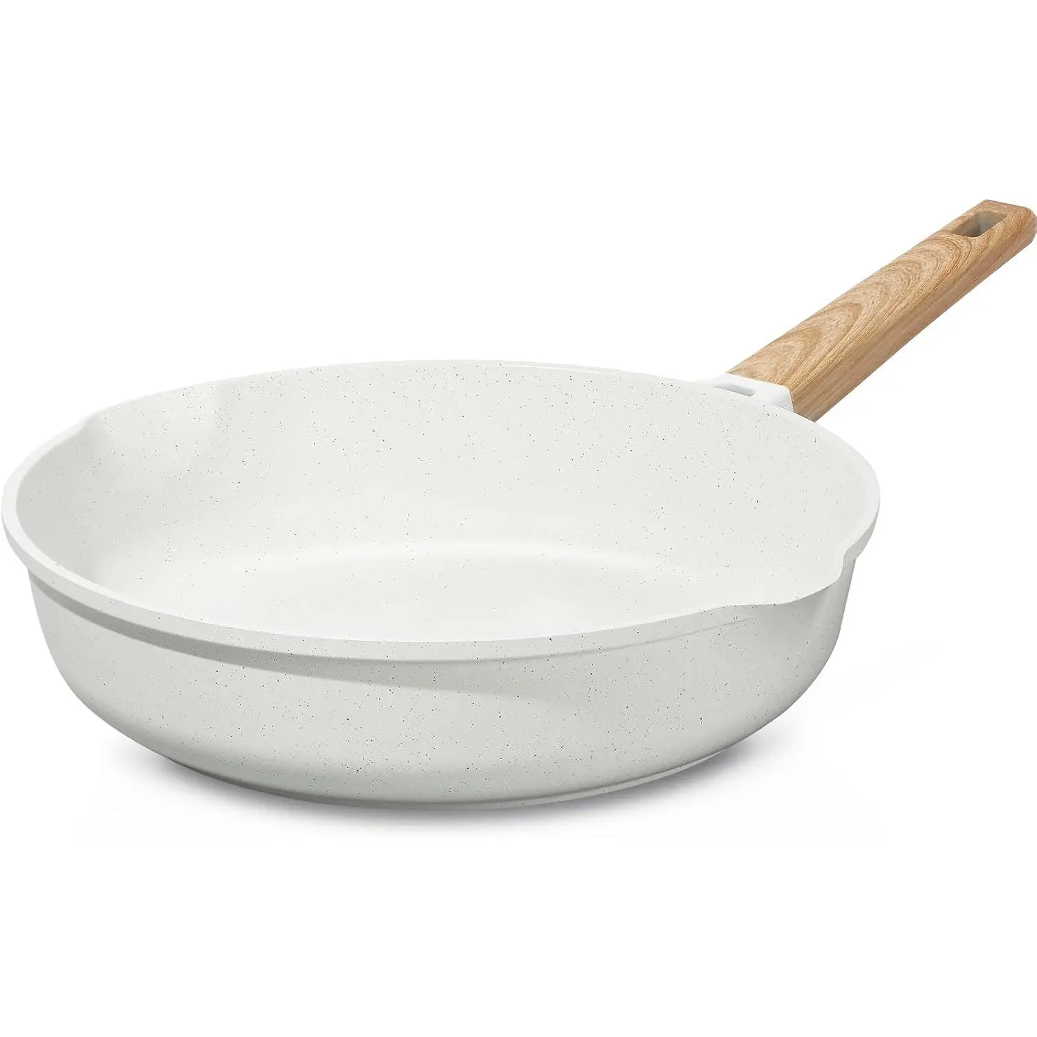 Nonstick Ceramic Frying Pan Skillet,  Egg Omelette Kitchen Cooking Pans Compatible with  Stovetops (Gas, Electric & Induction), PTFE & PFOA Free (White, 8'')