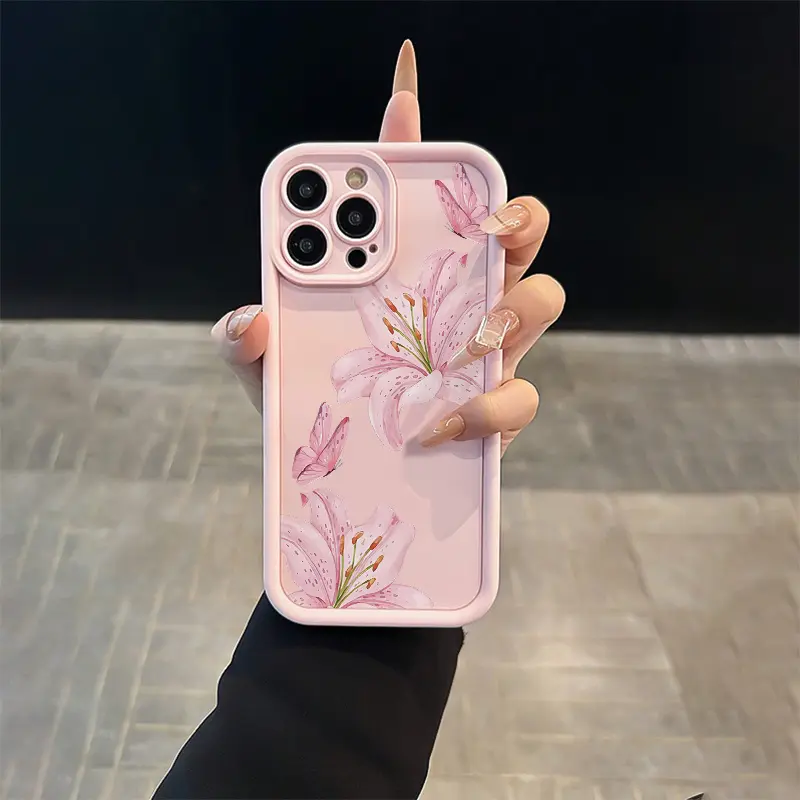 Phone Case: 1pc of Sweet Pink Floral High Bamboo TPU Material Drop-proof Case with Precise Cutouts and Full Coverage. Suitable for Apple iPhone 6/7/8/X/11/12/13/14/15/16 Pro/16 Pro Max/16 Plus