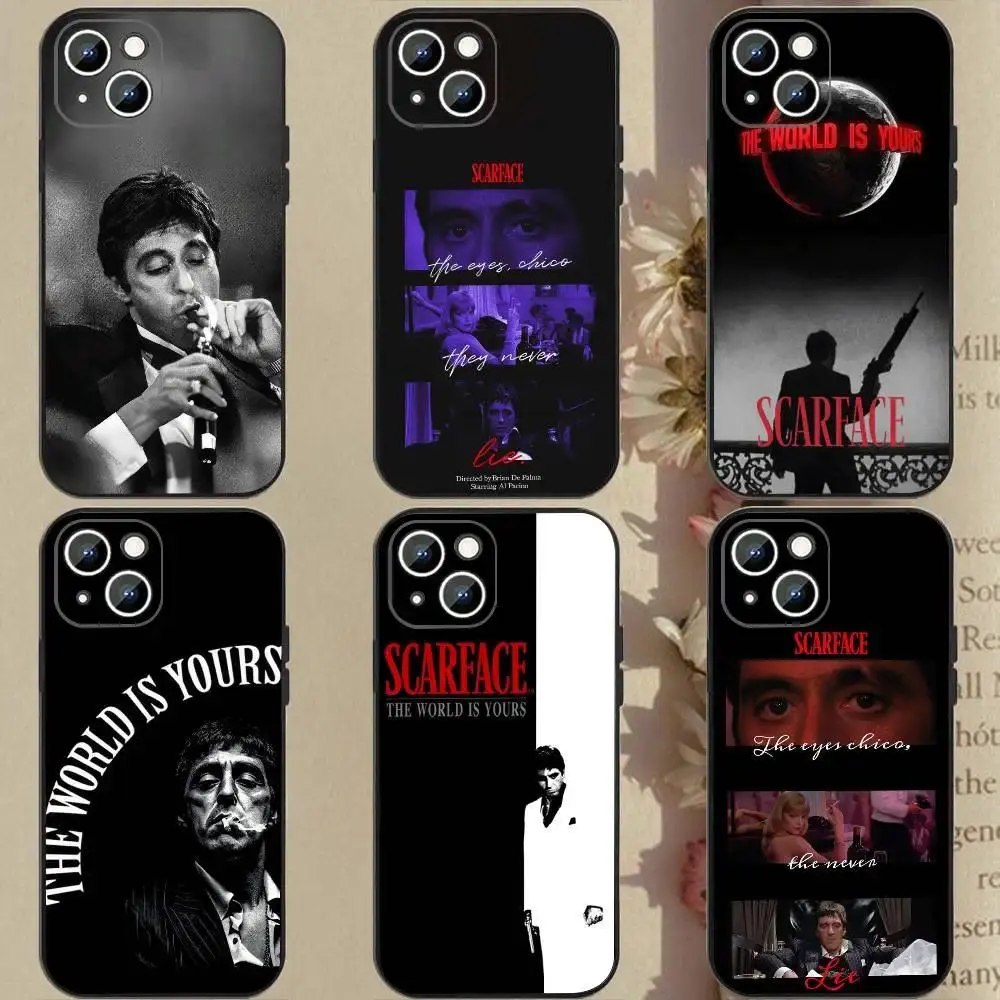 1pc S-Scarfaces Tony Montana Phone Case Silicone Soft For iPhone 17 Promax 16 15 14 13 12 11 Pro Plus Air Anime lover Clear Shockproof Protective Cover Gift For Birthday Thanksgiving Christmas