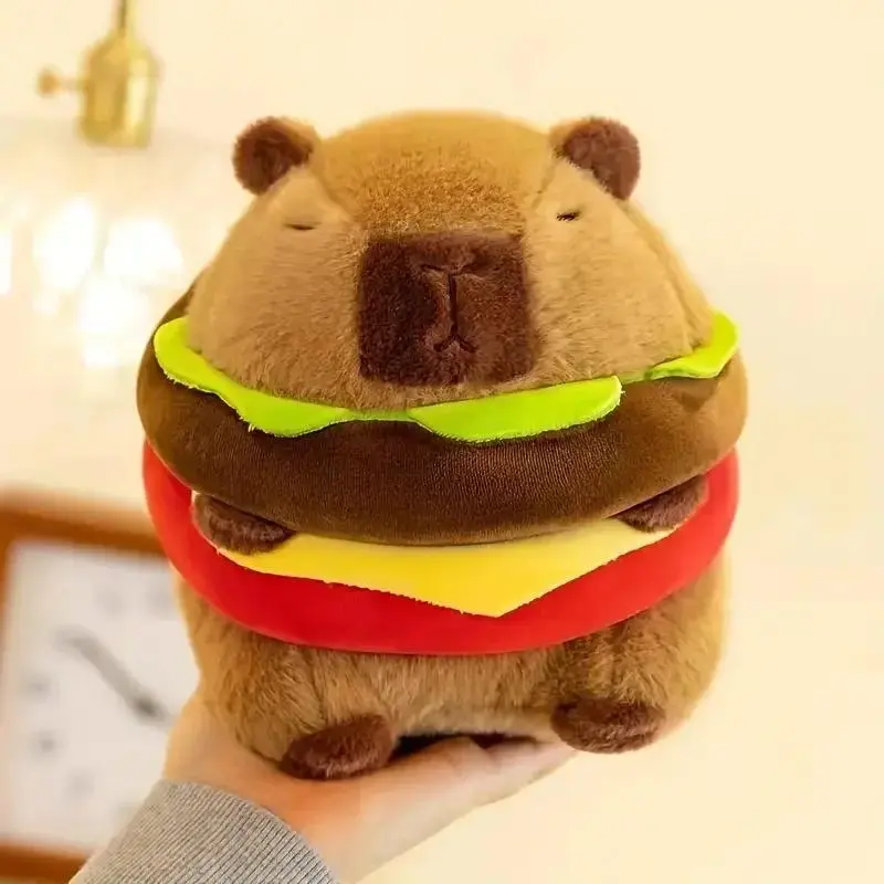 Hamburger-Shaped Capybara Plush Toy, 20cm/7.87in Plush Fabric Stuffed Toy, Ideal Holiday Gift for Kids