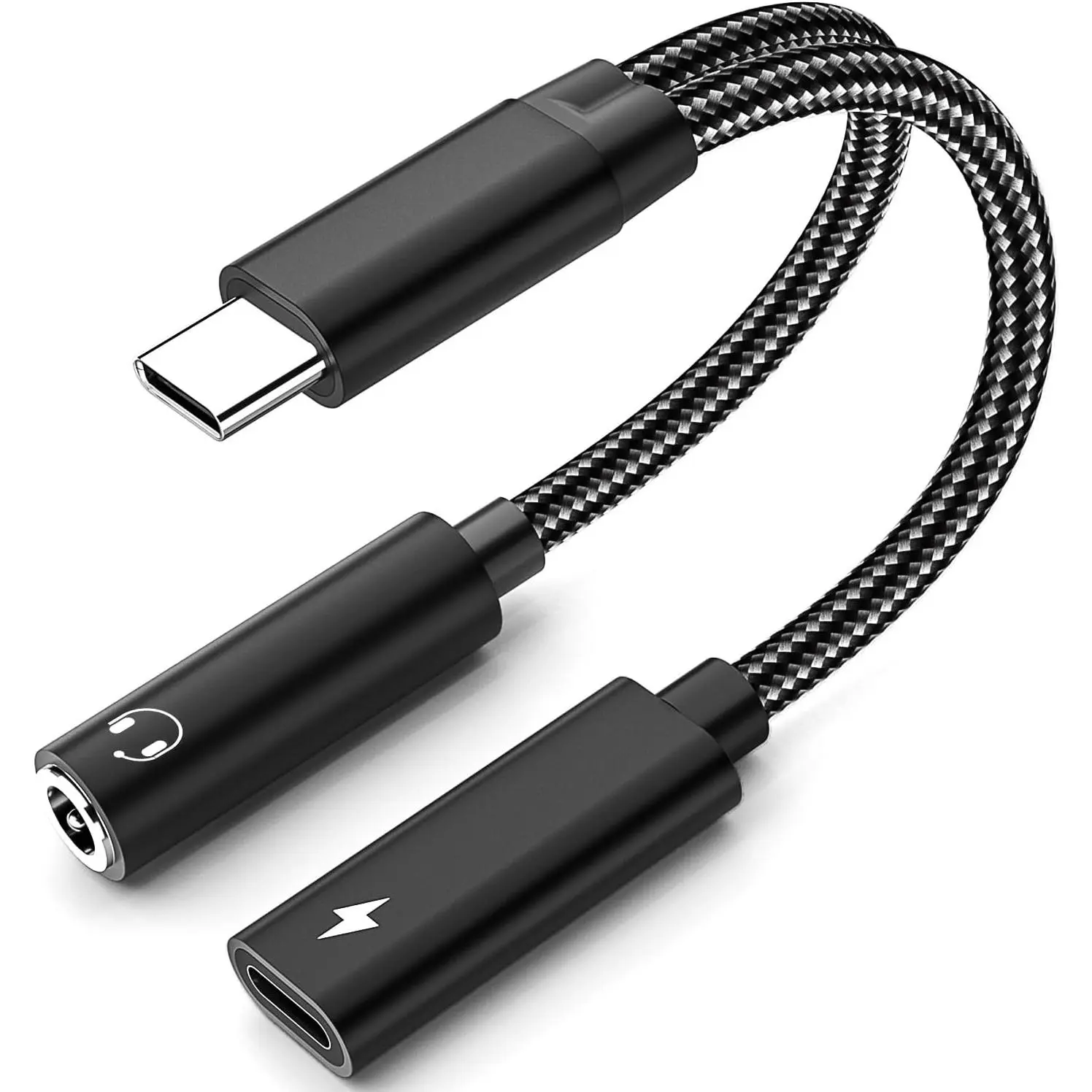 USB C to 3.5mm Headphone and Charger Adapter, 2 in 1 USB C to Aux Audio Adapter & 60W   Dongle Compatible with  17Pro Max/16/15, Galaxy S25/S24/S23/S23FE, Pixel 9/8, iPad Pro