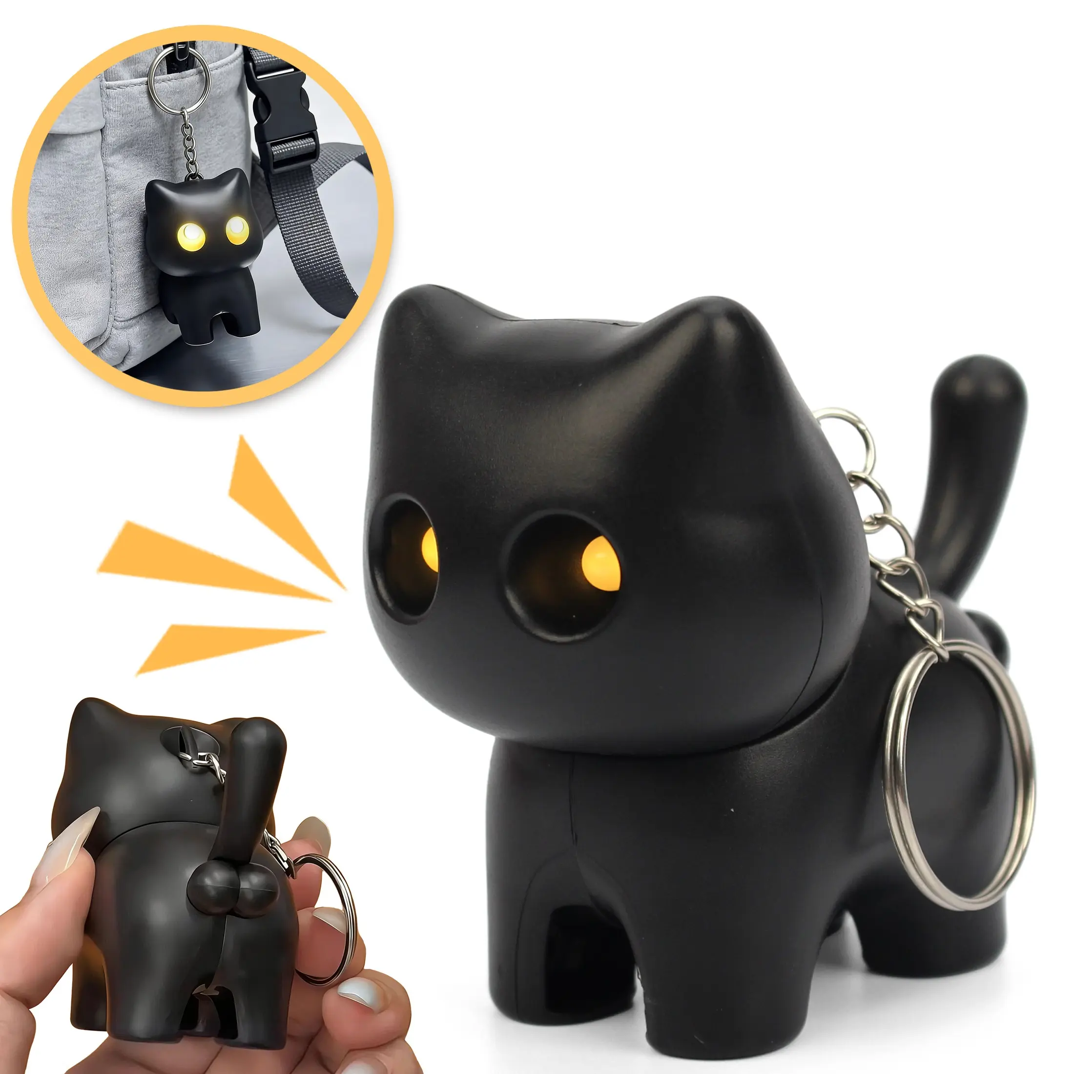 Mini Cat Keychain Toy with Lights and Sounds, Stress Relief Sensory Entertainment, Ideal Gift for Kids and Adults, Perfect for Parties and Birthdays