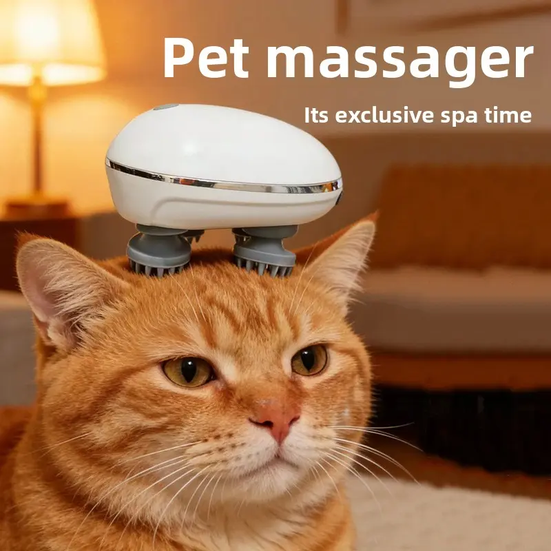 Electric Pet Head Massager for Cats, Rechargeable Smart Cat Relaxing Massage Tool, Kitten Grooming Comb Stress Relief Cat Toy