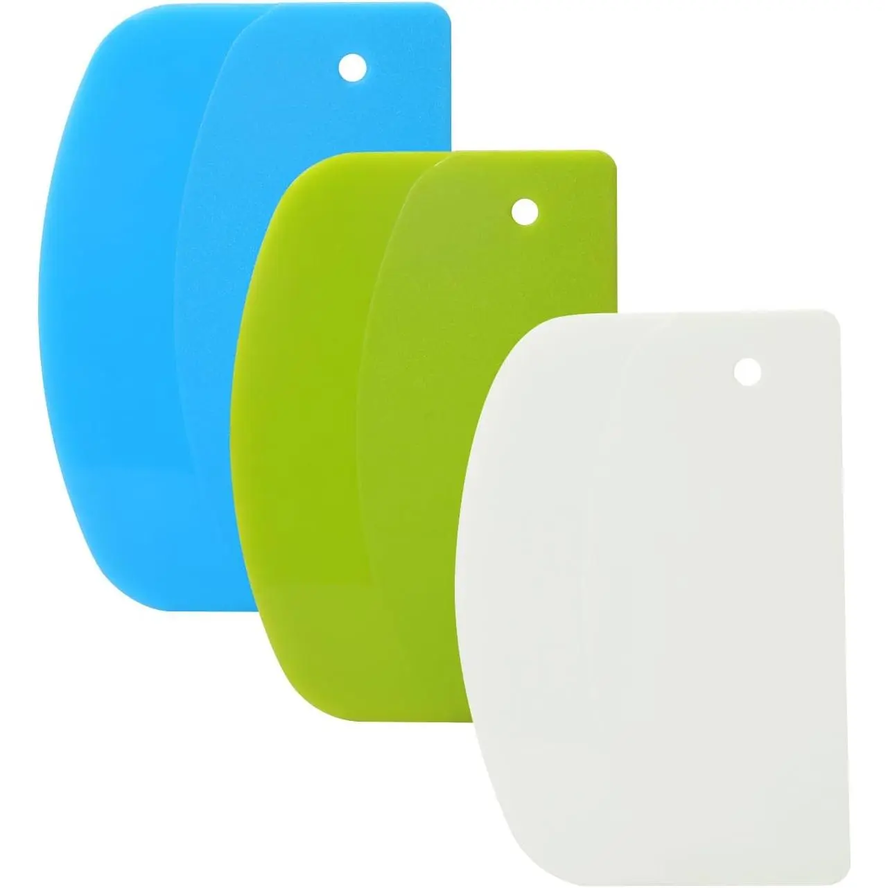3 count  Dough Scraper, Plastic Multi - Purpose Kitchen Pastry  Tool, Flexible Bowl Scraper with Curved , Cake Baking Bench Scraper