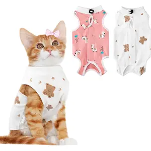 2 PCS Cat Recovery Suit for Spay Abdominal Wounds Cat Onesie for Cats After Surgery Recovery Suit Female Breathable E-Collar Alternative Kitten Onesie Anti Licking Small