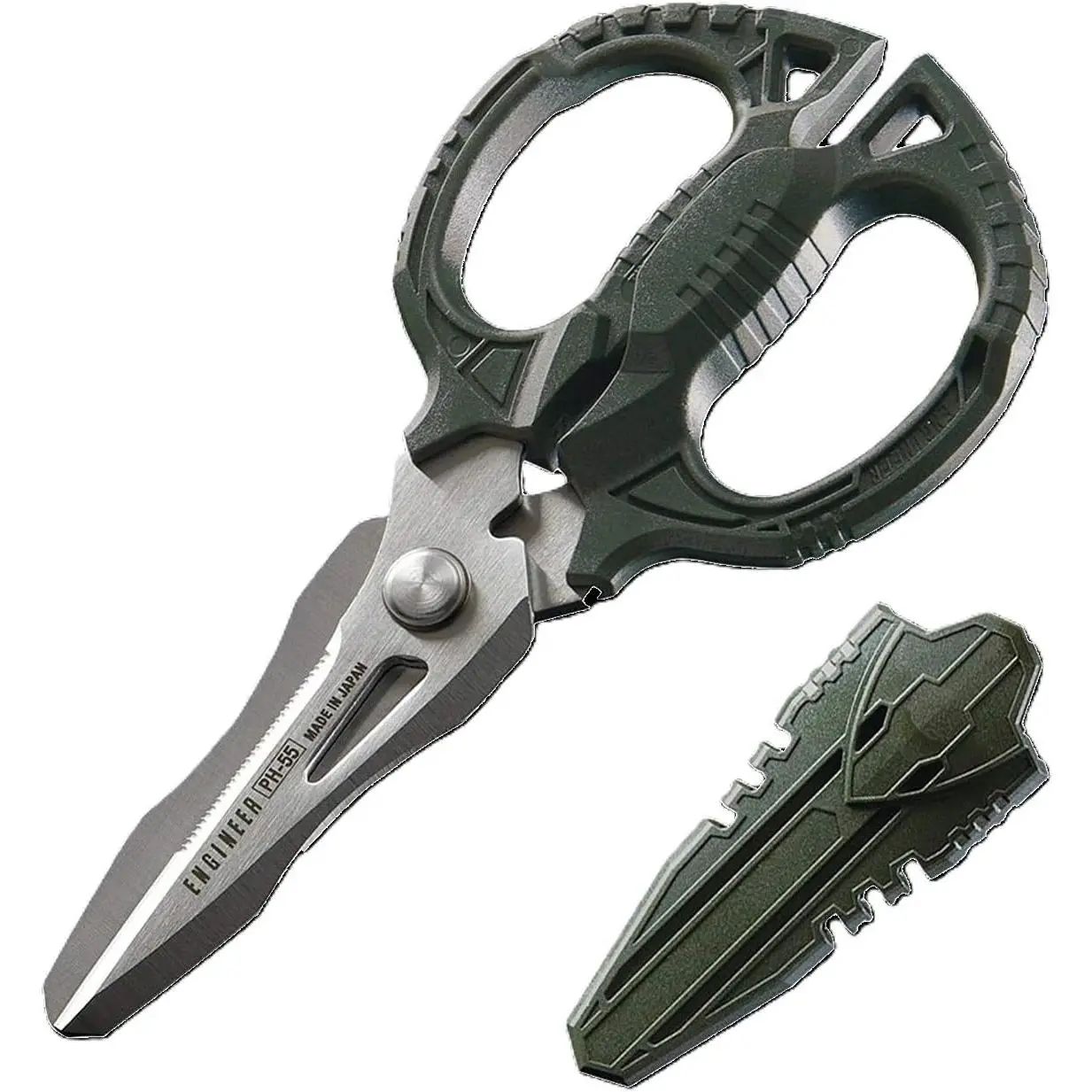 PH-55 6.3" Multipurpose , 4-in-1 ,   | -serration , Heavy Duty Shears, Cuts Carpet, Leather, Copper Wire, Insulated , Cords & Rope, Stainless Steel